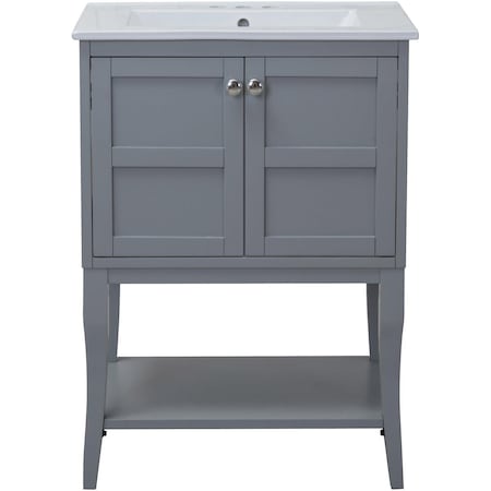 Convenience Concepts 2 Doors Cabinet, Grey - 24 x 18 x 34 in. HI2571080